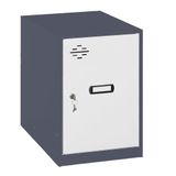 Simon Rack Simonlocker commode, klein, 475 x 400 x 500 mm, Amario van metaal, met sleutel, antraciet/wit
