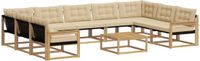 vidaXL Hoek loungeset 9 zitplekken acacia hout wit en beige