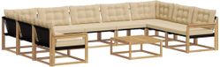 vidaXL Hoek loungeset 9 zitplekken acacia hout wit en beige