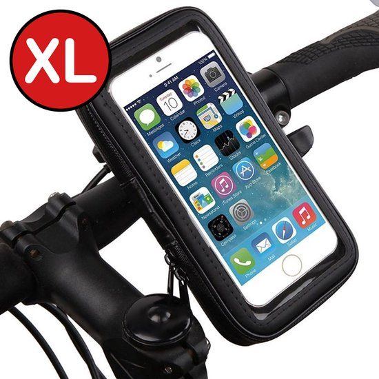 Universele Waterdichte Telefoonhouder Fiets - 360 Draaibaar - XL - Zwart
