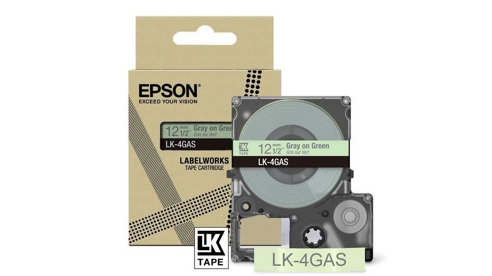 Epson LK-4GAS Label Tape - Green/Grey 12mm