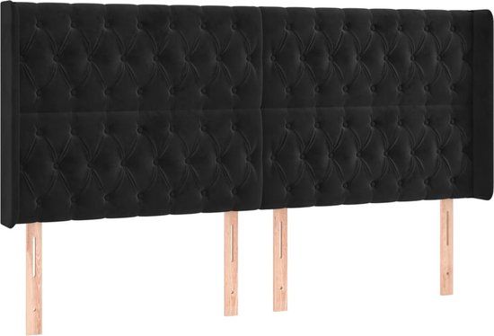 vidaXL Hoofdbord met randen 203x16x118/128 cm fluweel zwart