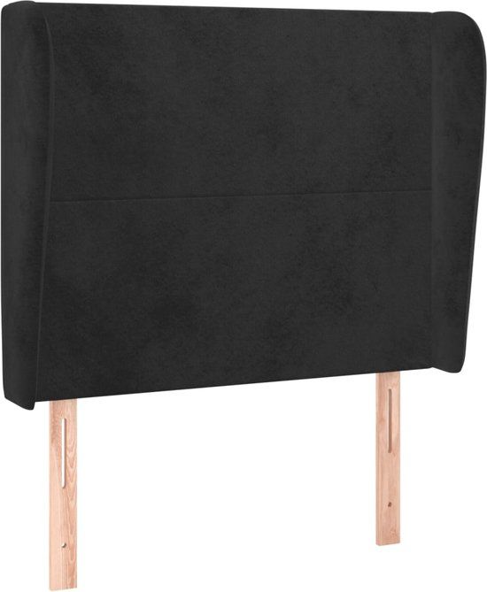 VidaXL Hoofdbord met randen 93x23x118/128 cm fluweel zwart