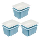 keeeper keepeer Opbergbak emil, stapelbaar door middel van omdraaien, incl. deksel emilia, 15 l, blauw (Nordic Blue), 3 stuks