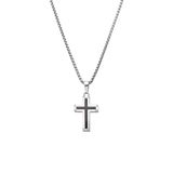 Lucardi Heren Stainless steel herenketting met hanger kruis - Ketting - Staal - Zilver- en rosékleurig - 50 cm