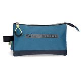 Pepe Jeans Duncan pennenetui, drievoudig, blauw, 22 x 12 x 5 cm, polyester