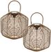 Atmosphera Solar tuin lantaarn - 2x - naturel - rotan kunststof - 30 x 30 cm - buiten - Led licht
