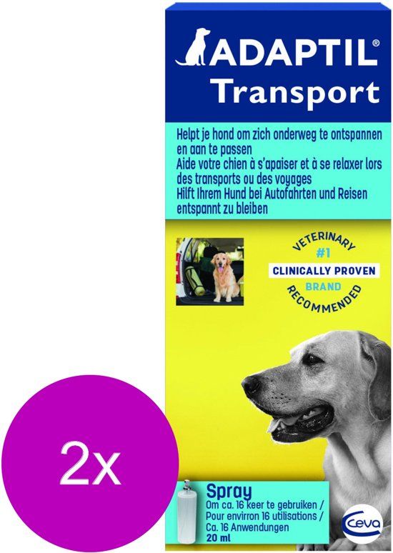 Adaptil Anti-Stress Transportspray Hond - Anti stressmiddel - 2 x 20 ml