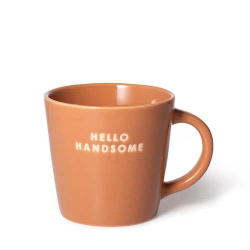 Vondels cappuccino mok HELLO HANDSOME terracotta (250 ml)
