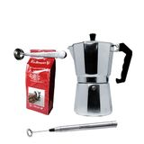Nerthus FIH 1134 set aluminium moka induktie 6 kopjes melkopschuimer melklepel en koffietang