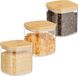 Merkloos Relaxdays voorraadpot set van 3 - vierkant - glas - 600 ml - bamboe deksel - luchtdicht