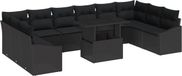 vidaXL Canapé - 11 pièces - Noir - Polyrattan