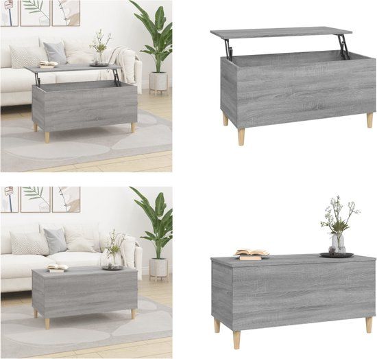 VidaXL Salontafel 90x44,5x45 cm bewerkt hout grijs sonoma eikenkleurig