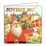 Afie 23018 vierkante cadeaukaart in goud, glanzend, Kerstman met witte envelop
