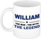 Bellatio Decorations William The Man, The Myth, The Legend Koffie Mok / Beker 300 ml - Donkerblauw