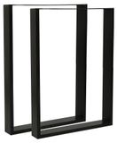Pieds de table - Pieds de meuble - Profil carré - Construction métallique avec revêtement en poudre - 60x72 cm - Noir