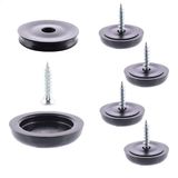WAGNER QuickClick® kunststof meubelglijders, set van 4, om vast te schroeven, Black Slim - Ø 20 mm