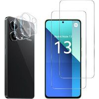 Phonillico® Gehard glas voor Xiaomi Redmi Note 13 4G en camerabescherming [Pack 2]