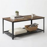 IvoQ Industriële Salontafel Rechthoekig - Vintage Houtlook & Staal