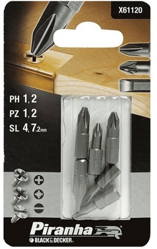 Piranha schroefbitset X61120-QZ PZ/PH/SL (6 stuks) 25mm
