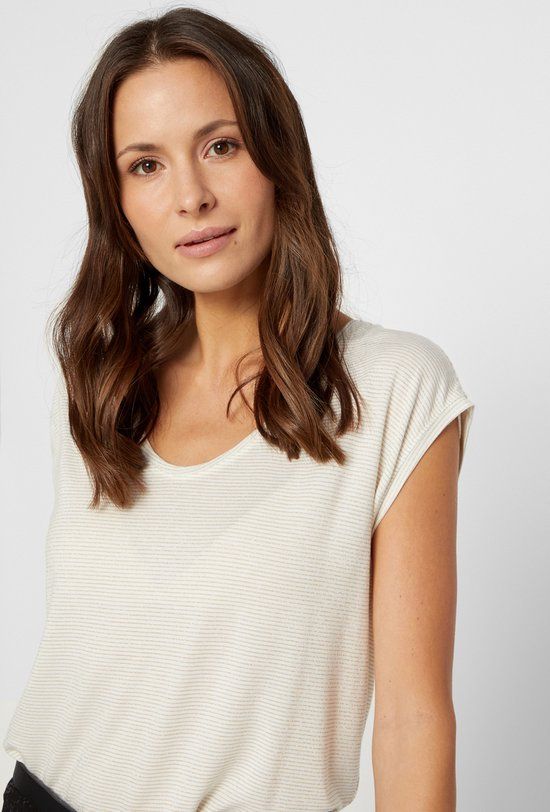 Pieces T-shirt Pcbillo Tee Lurex Stripes Noos - Bright White/gold Lurex - L