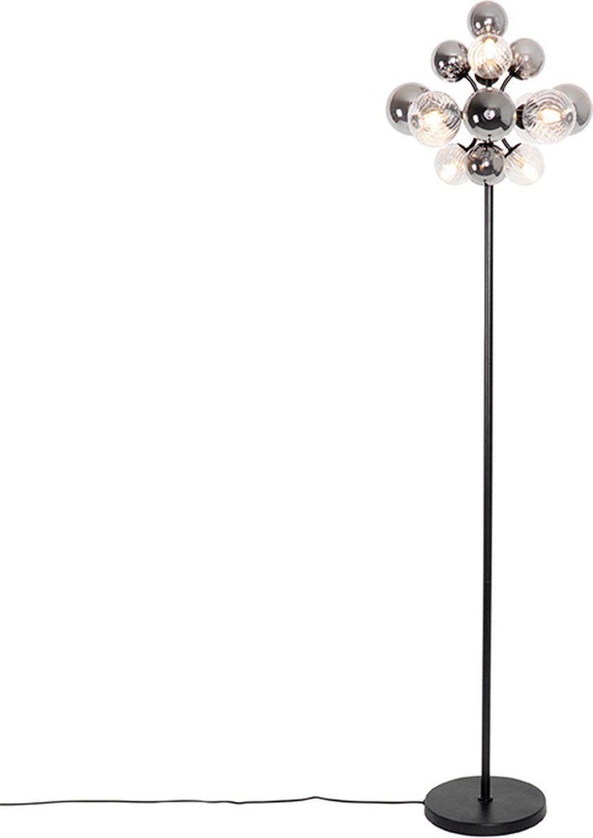 QAZQA bianca - Art Deco Vloerlamp | Staande Lamp - 8 lichts - H 160 cm - Zwart - Woonkamer | Slaapkamer