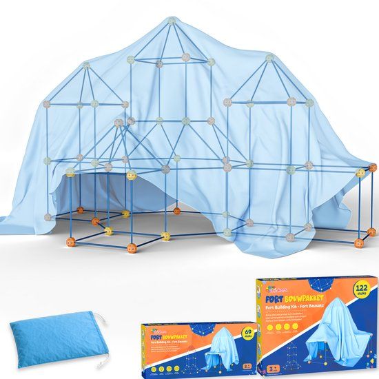 Fort Tiny Thinkers Fort Bouwpakket Megabundel met 191 Onderdelen - Incl. Opbergzak & E-book - Constructiespeelgoed - Speeltent - Educatief speelgoed - Bouwspeelgoed - Hut Bouwen