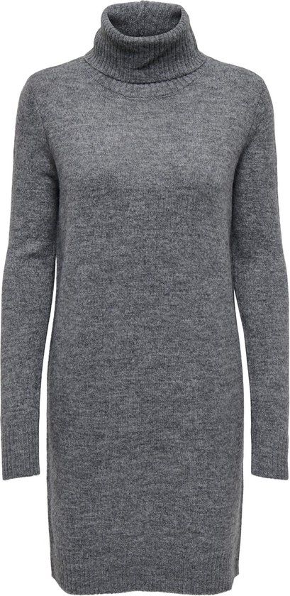 JDY JDYELANOR L/S COWLNECK DRESS KNT - Dark Grey Melange - Maat S