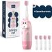 Dutsi Brosse à dents électrique – Sonique – Pour enfants jusqu'à 6 ans – Avec minuteur – Rechargeable – Brossette extra souple – 4 brossettes – Rose