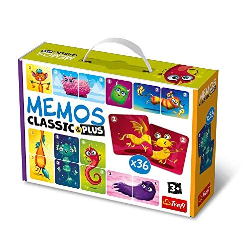 Trefl - Memos Classic & Plus, Schattige Monsters - Memoryspel Voor Kleuters