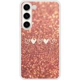 Samsung Galaxy S23 Paillettes coeur Verstevigd hoesje met sublimatie bedrukking