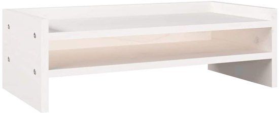 vidaXL Monitorstandaard 50x24x16 cm massief grenenhout wit