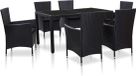 vidaXL 7-delige Tuinset Poly Rattan Zwart