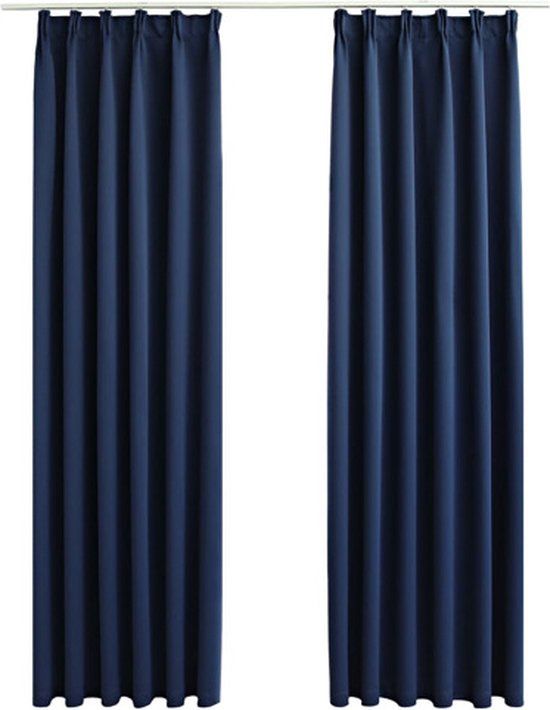 vidaXL Gordijn - Verduisterend - Met Haken - 2 Stuks - 140x225 cm - Blauw