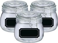 Zeller Weckpotten/inmaakpotten - 6x - 500 ml - glas - met beugelsluiting - incl. etiketten