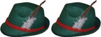 Merkloos 2x Groene Tiroler hoedjes verkleedaccessoires voor volwassenen - Oktoberfest/bierfeest feesthoeden - Alpenhoedje/jagershoedje