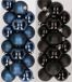 Decoris Kaemingk B.V. 32x Kunststof Kerstballen Mix Donkerblauw/Zwart 4 cm