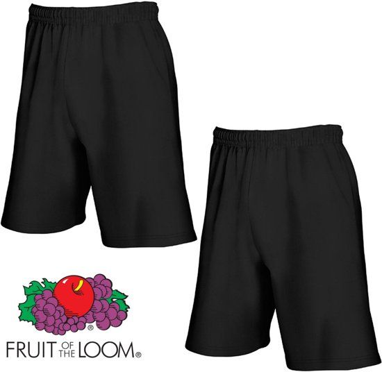 Fruit of the Loom 2 Pack Korte Broeken Zwart Maat L