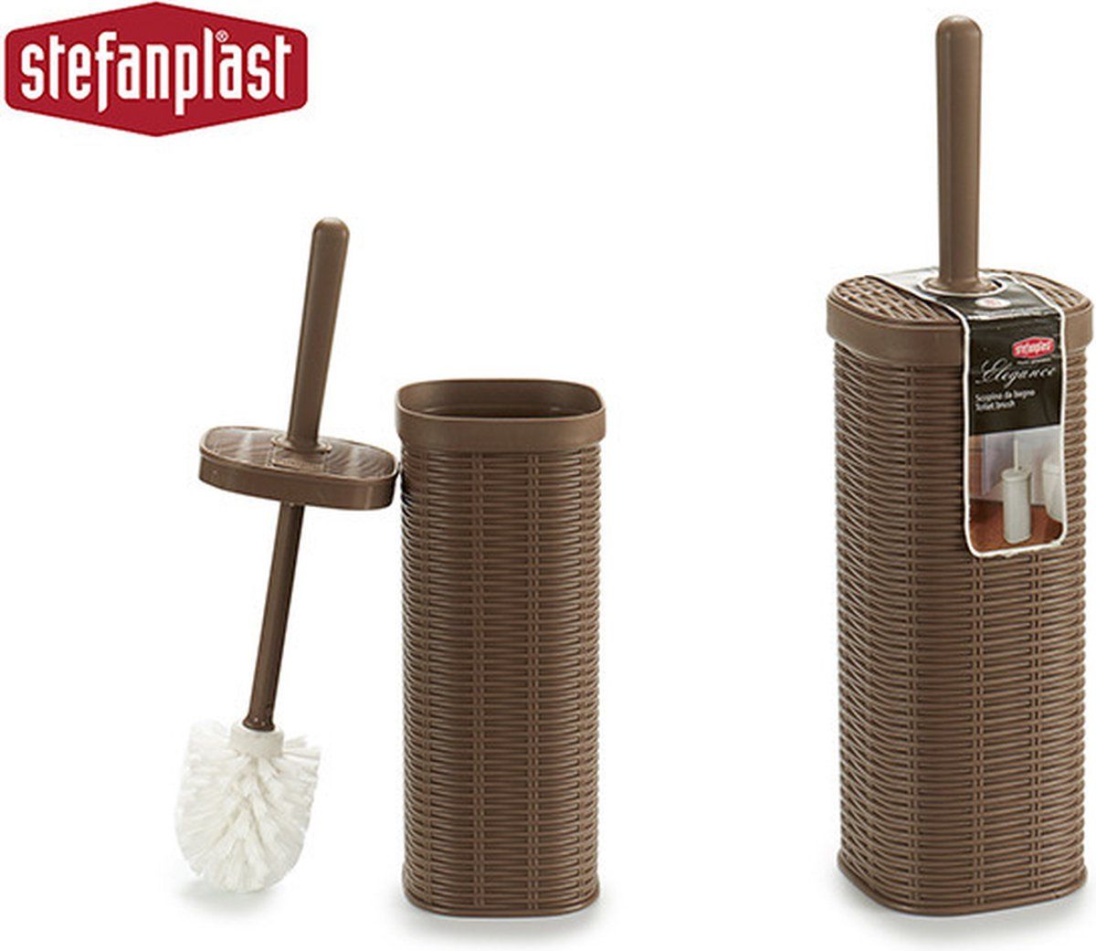 Stefanplast Toiletborstel En Houder 11,5x11,5x40,5 Cm Bruin - Beige