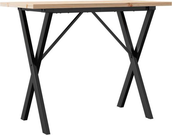 vidaXL Eettafel X-frame 100x50x75,5 cm massief grenenhout en staal