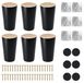 Set de 6 pieds de table en bois, 8 cm de haut, ronds, noirs