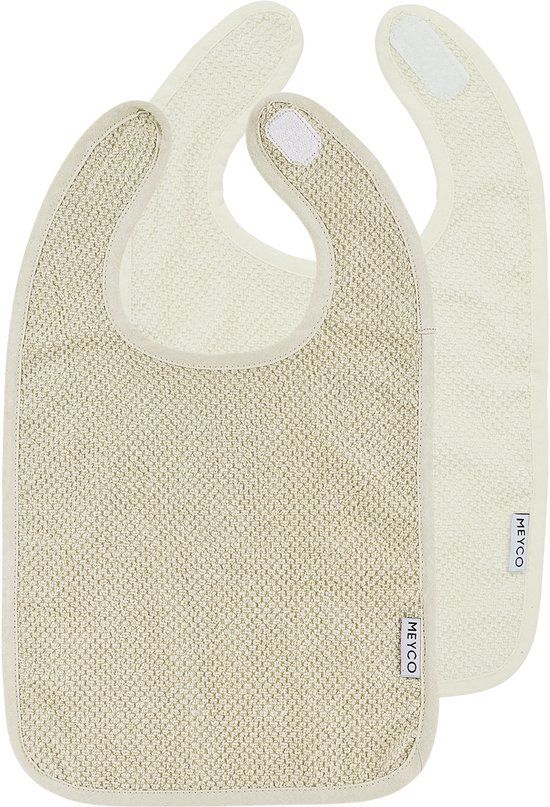 Meyco Baby Popcorn Slab Met Klittenband - 2 Stuks - Naturel/Soft Sand