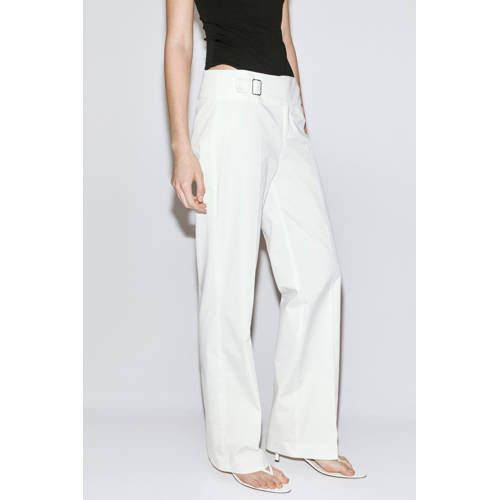 Mango Straight Leg Broek Met Ceintuur - Wit