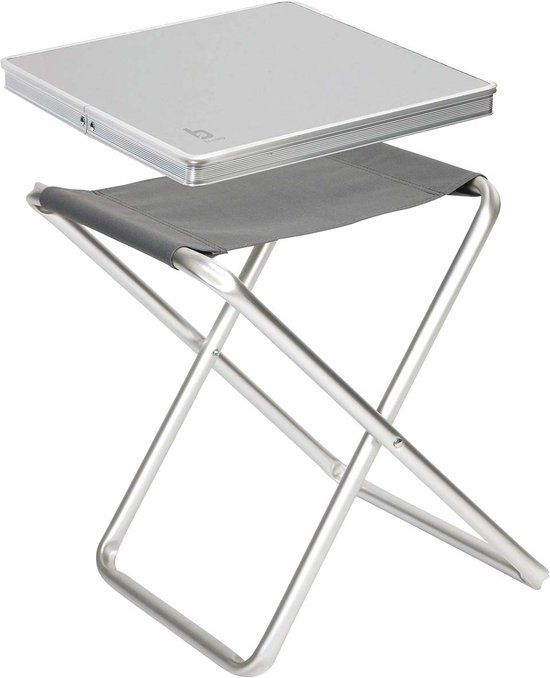 Bo-Camp Campingkrukje + Oplegblad - Grijs - Aluminium - 48 cm