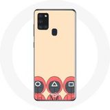 Maniacase Hoesje voor Samsung Galaxy A21S Inktvis Game Masker Vierkant Driehoek en Cirkel Fan Art