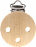 Merkloos Speenkoord/wagenspanner clip - naturel - hout - met bretelsclip - zelf beschilderen