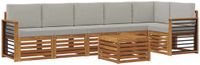 vidaXL - Hoek loungeset - 6 zitplaatsen - Acacia hout - Naturel en lichtgrijs