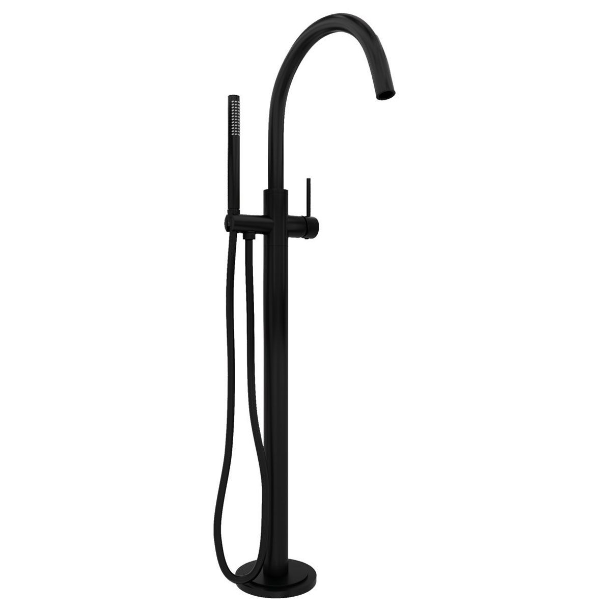 Brauer Badkraan Vrijstaand Black Edition Mengkraan Rond Mat Zwart 1 Greeps met Staafhanddouche