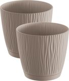 Prosperplast Waves - Bloempot - Ø17 cm - Taupe - 2 stuks