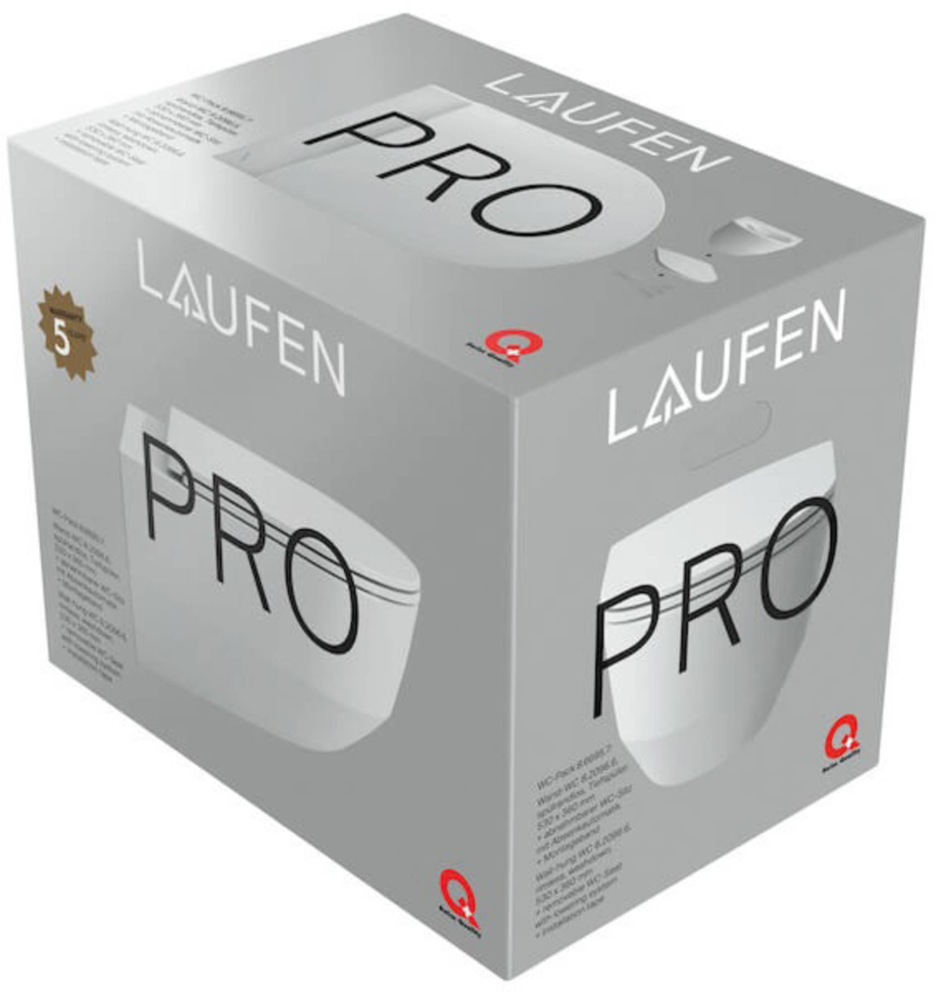 Laufen Pro wandclosetpack diepspoel Rimless met softclose slimseat closetzitting wit h8669570000001